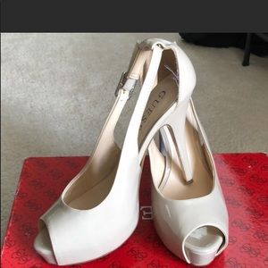 Guess nude open toe heels